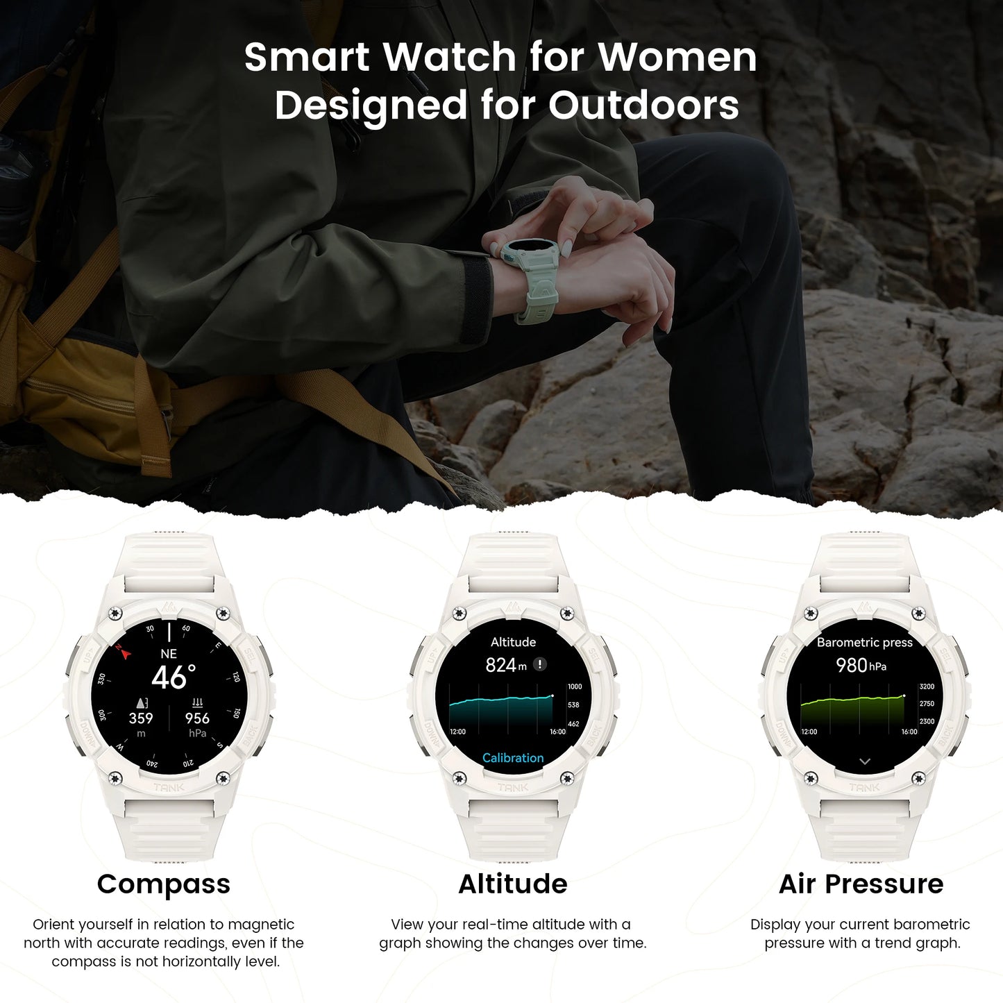 TANK S2 GPS Smart Watch Women Compass Barometer Altimeter Bluetooth Call AI Assistant AMOLED IP69K Waterproof Smartwatch