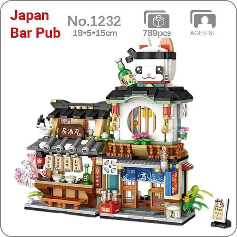 LOZ Mini Street Hongkong Street Food Building Blocks Set China Town Chinese Street Mini Street Shopping Street Kids Puzzle Mini Block Brick Toy