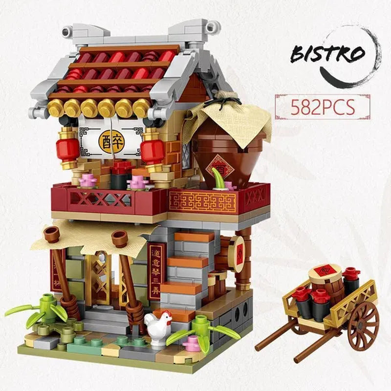 LOZ Mini Street Hongkong Street Food Building Blocks Set China Town Chinese Street Mini Street Shopping Street Kids Puzzle Mini Block Brick Toy