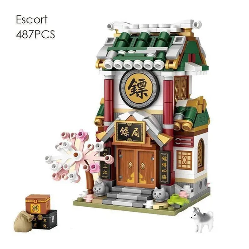 LOZ Mini Street Hongkong Street Food Building Blocks Set China Town Chinese Street Mini Street Shopping Street Kids Puzzle Mini Block Brick Toy