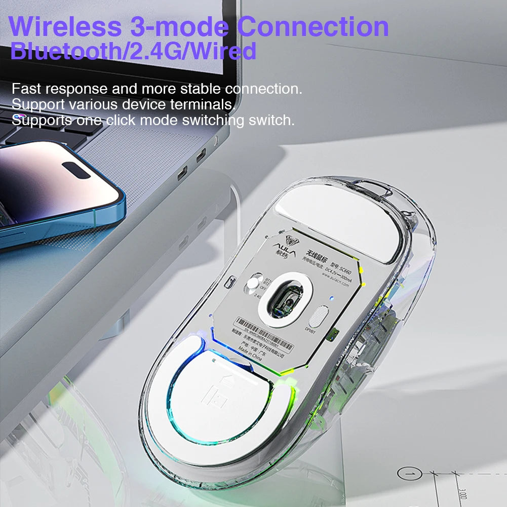 SC660 Wireless Mouse Bluetooth Gaming Mouse 10000DPI Optical Sensor Macro Programmable Ergonomic Mice for Laptop PC Gamer