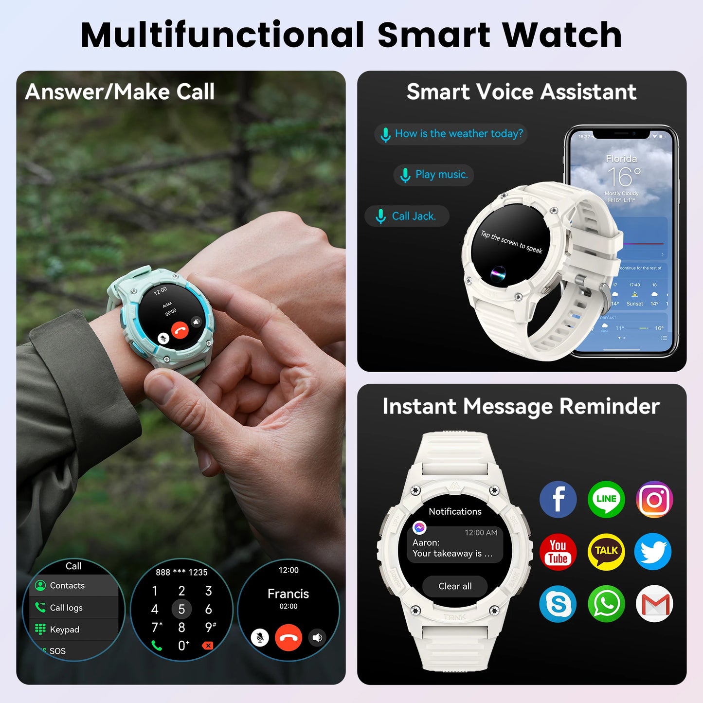 TANK S2 GPS Smart Watch Women Compass Barometer Altimeter Bluetooth Call AI Assistant AMOLED IP69K Waterproof Smartwatch