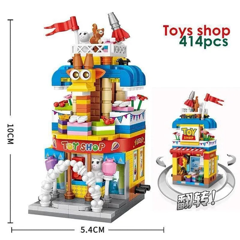 LOZ Mini Street Hongkong Street Food Building Blocks Set China Town Chinese Street Mini Street Shopping Street Kids Puzzle Mini Block Brick Toy