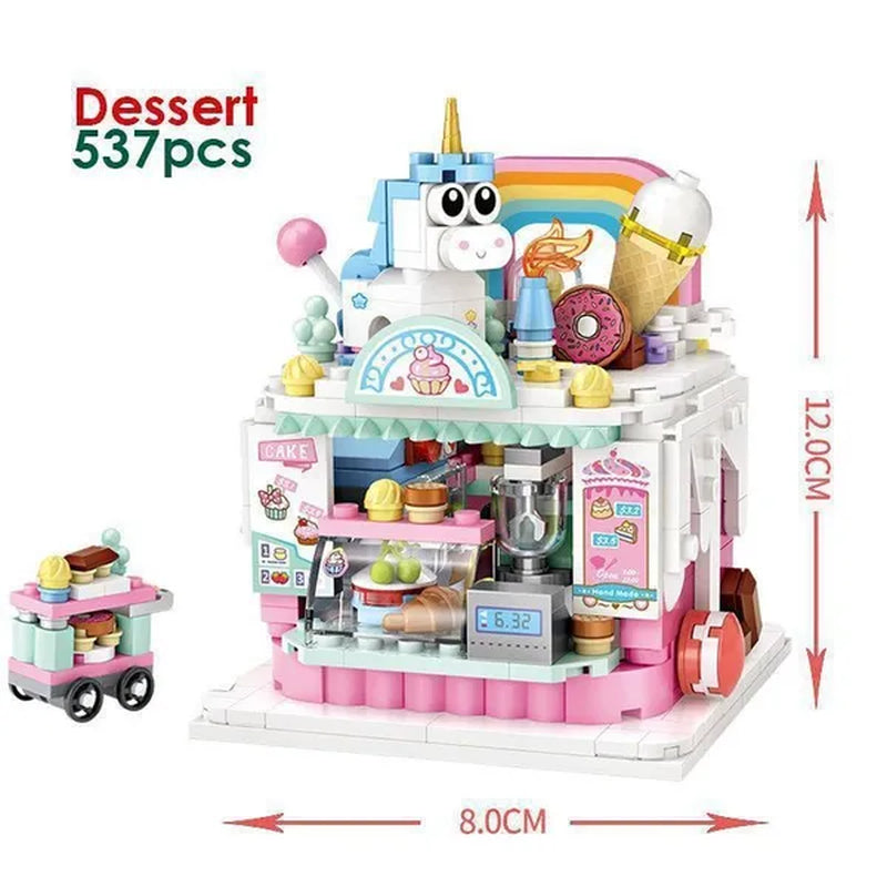 LOZ Mini Street Hongkong Street Food Building Blocks Set China Town Chinese Street Mini Street Shopping Street Kids Puzzle Mini Block Brick Toy