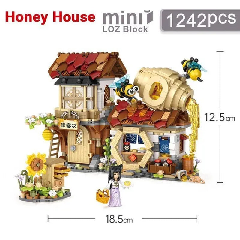 LOZ Mini Street Hongkong Street Food Building Blocks Set China Town Chinese Street Mini Street Shopping Street Kids Puzzle Mini Block Brick Toy