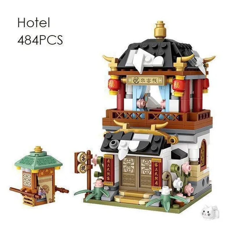 LOZ Mini Street Hongkong Street Food Building Blocks Set China Town Chinese Street Mini Street Shopping Street Kids Puzzle Mini Block Brick Toy