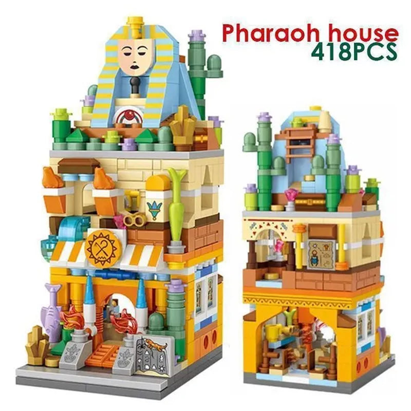 LOZ Mini Street Hongkong Street Food Building Blocks Set China Town Chinese Street Mini Street Shopping Street Kids Puzzle Mini Block Brick Toy