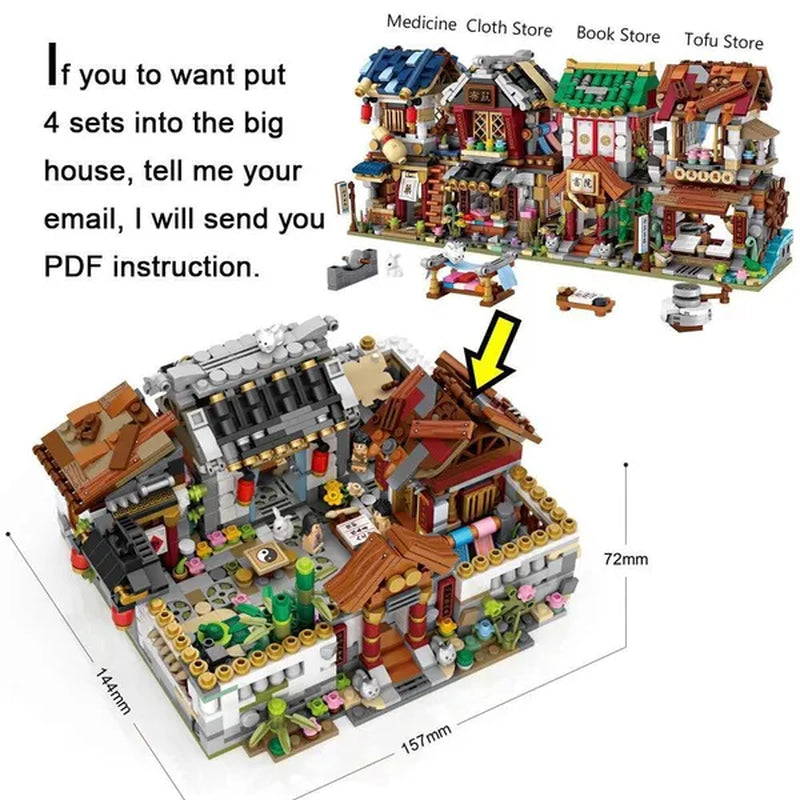 LOZ Mini Street Hongkong Street Food Building Blocks Set China Town Chinese Street Mini Street Shopping Street Kids Puzzle Mini Block Brick Toy