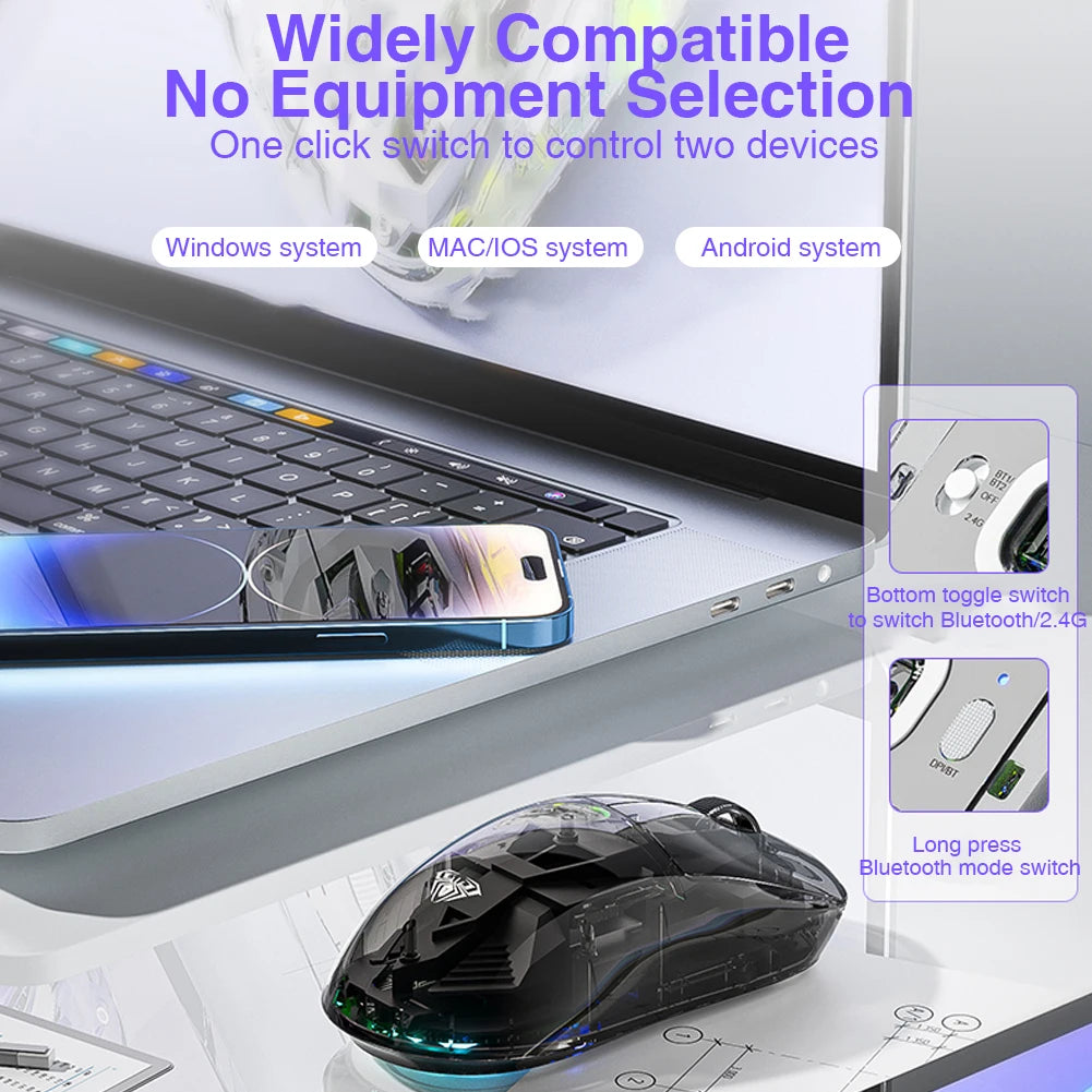 SC660 Wireless Mouse Bluetooth Gaming Mouse 10000DPI Optical Sensor Macro Programmable Ergonomic Mice for Laptop PC Gamer