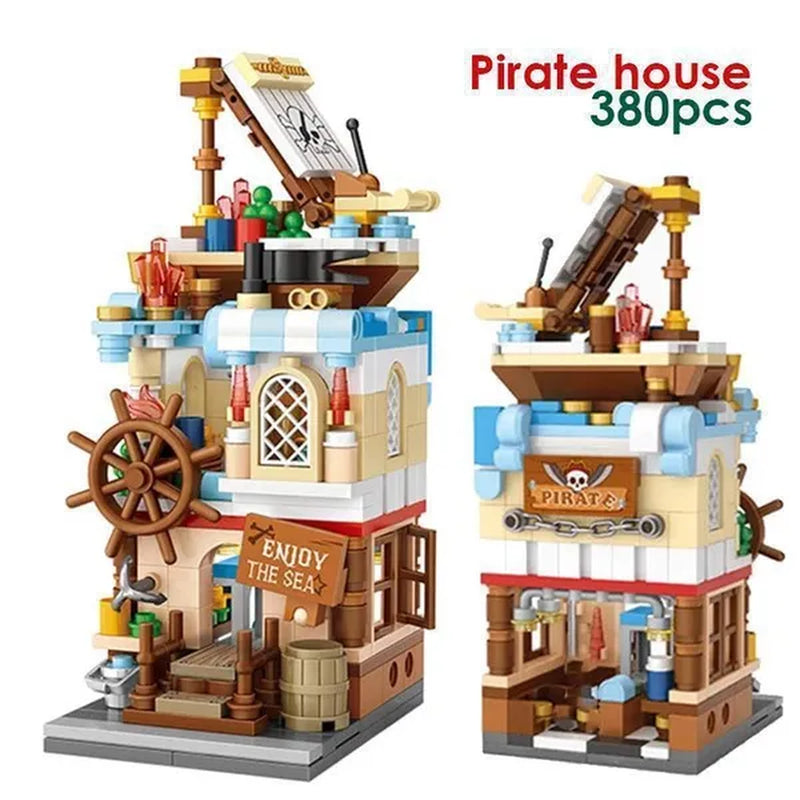 LOZ Mini Street Hongkong Street Food Building Blocks Set China Town Chinese Street Mini Street Shopping Street Kids Puzzle Mini Block Brick Toy