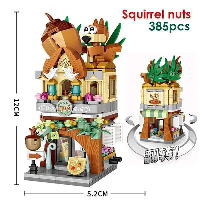 LOZ Mini Street Hongkong Street Food Building Blocks Set China Town Chinese Street Mini Street Shopping Street Kids Puzzle Mini Block Brick Toy