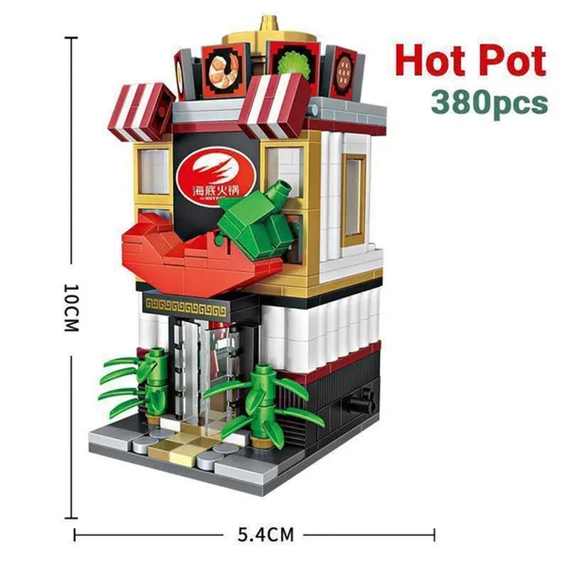 LOZ Mini Street Hongkong Street Food Building Blocks Set China Town Chinese Street Mini Street Shopping Street Kids Puzzle Mini Block Brick Toy