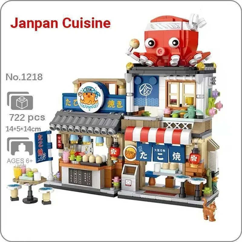 LOZ Mini Street Hongkong Street Food Building Blocks Set China Town Chinese Street Mini Street Shopping Street Kids Puzzle Mini Block Brick Toy