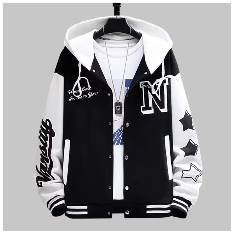 INS Hip Hop Men'S Hoodie Baseball Jacket Casual Slim Fit Unisex Uniform Bomber Coat 2023 Youth Students Bomber Jacket Couple