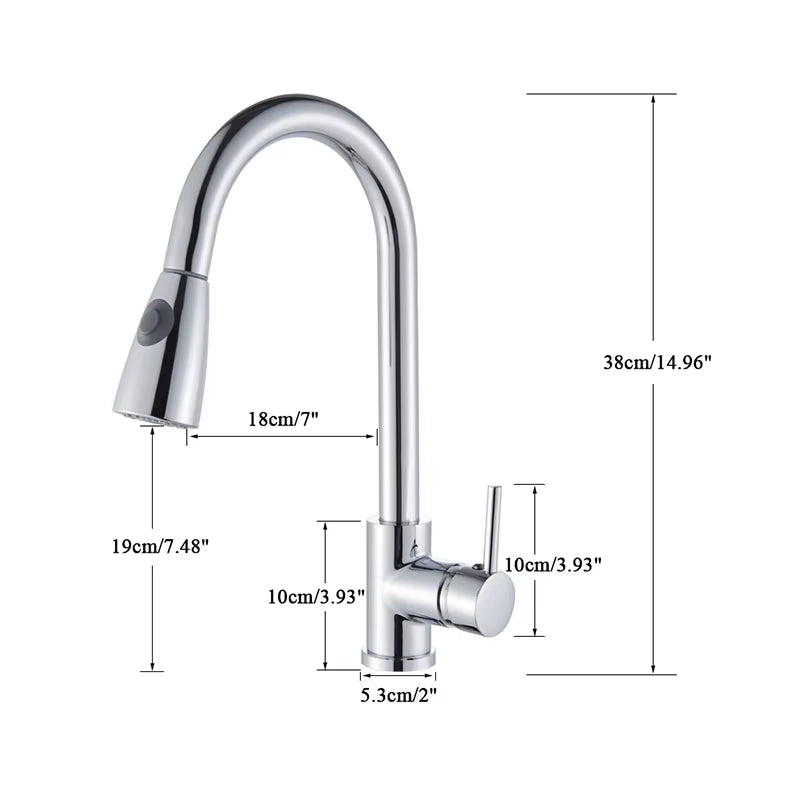 Brushed Nickel Mixer Faucet Single Hole Pull Out Spout Kitchen Sink Mixer Tap Stream Sprayer Head Chrome/Black Kitchen